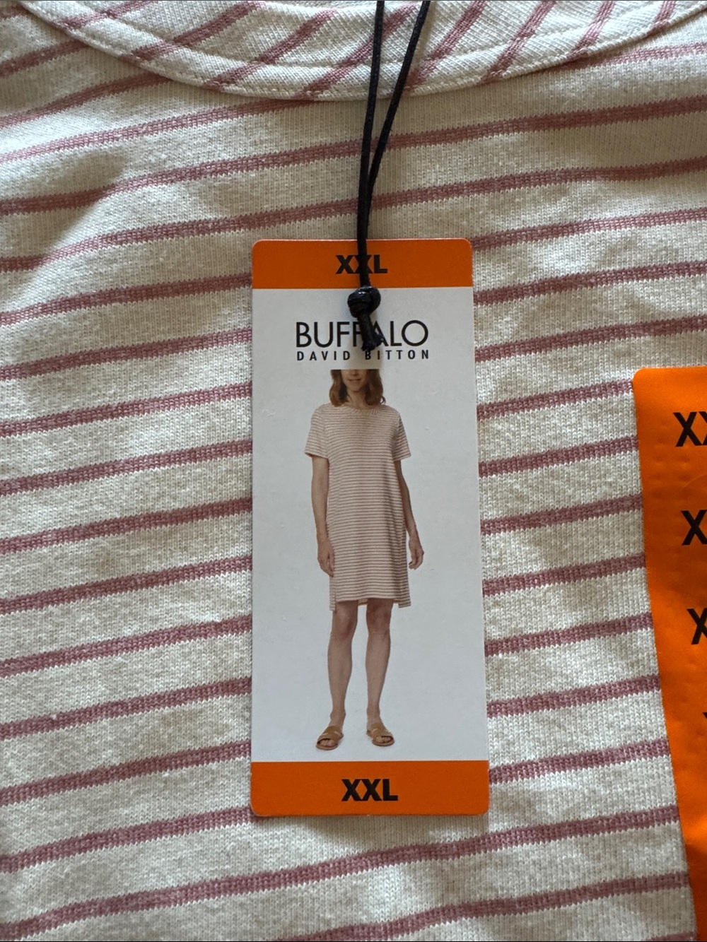 Buffalo David Bitton Cream and Dusty Rose Striped Tee Dress